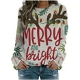 thumbnail image 2 of Azrian Plus Size Christmas Sweatshirts Womens 2023 Saving,Oversize Women Sleeves Casual Christmas Printing Round Neck Sweatshirt Crewneck Pullover Tunic Tops 2023 on, 2 of 5