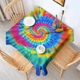 thumbnail image 2 of Colorful Rainbow Tie Dye Spiral Pattern Square Tablecloth,Waterproof Square Table Cover,Wipeable Spillproof Washable Table Cover for Home Kitchen Party Decor 42"X42"(107x107cm), 2 of 6