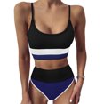 thumbnail image 2 of Cheers US Women's High Waisted Bikini Cut Out Sports Crop Top Color Block Swimsuit, 2 of 7