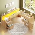 thumbnail image 3 of 66" Modern L Shaped Computer Desk with 3 Drawers and Storage Cabinet, Fluted Home Office Desk with Led Lights, Wood Executive Desk, 3 of 7