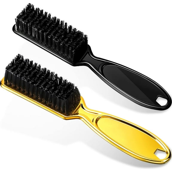 2 Pieces Barber Blade Cleaning Brush Hair Clipper Brush Nail Brush Tool for Cleaning Clipper(Black, Gold)