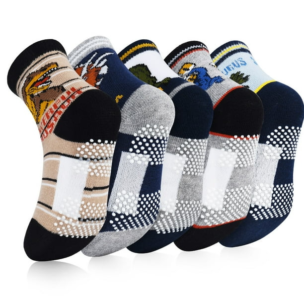 Kids Non Slip Skid Socks Grips Sticky Slippery Cotton Crew Socks For 0