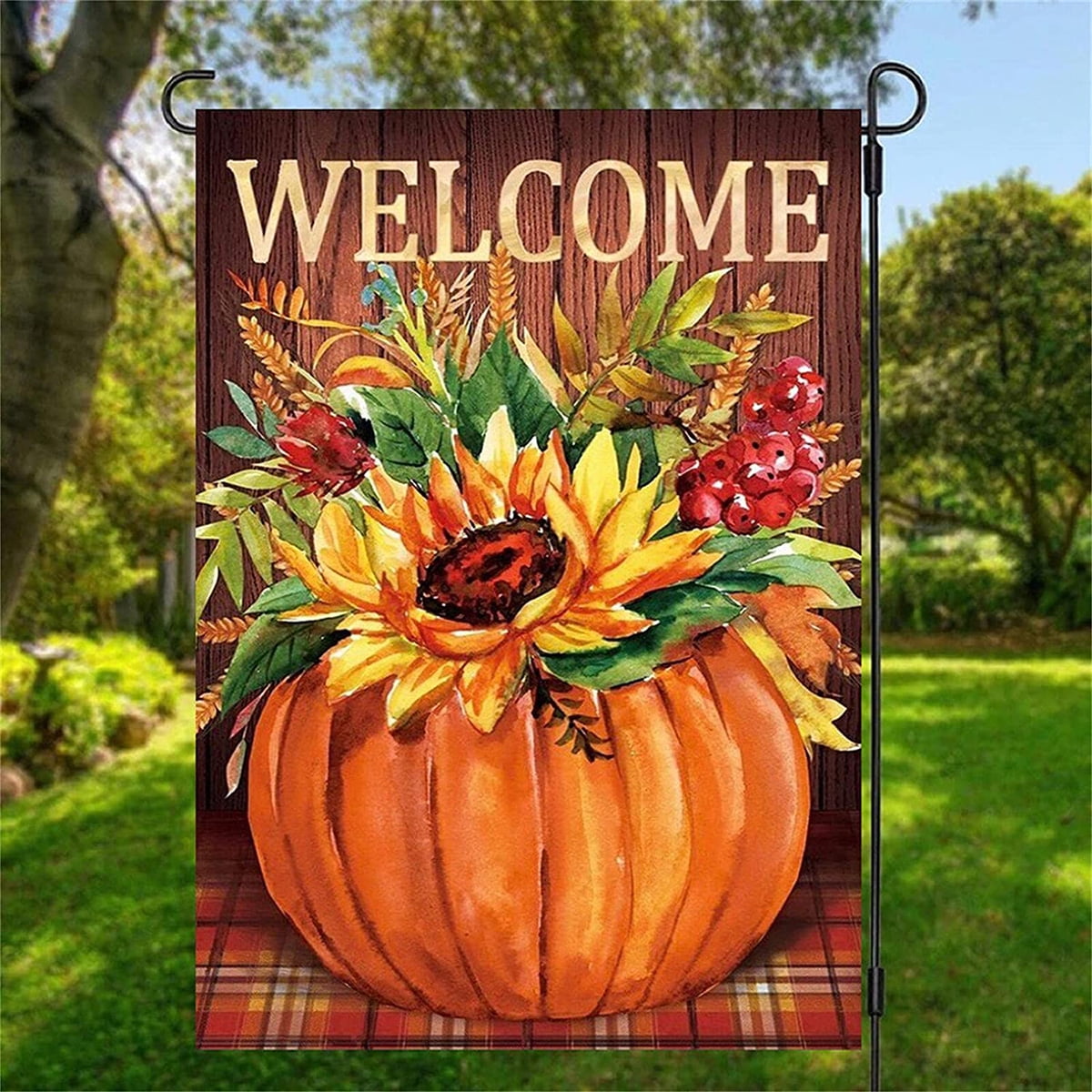 18"x12" Happy fall Halloween Pumpkin Garden Flag Yard Banner Outdoor Decor 