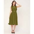 thumbnail image 2 of Moomaya Sleeveless Mandarin Collar Rayon Dress - Women's Elegant Flared Dress, 2 of 9