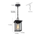 thumbnail image 2 of LNC 1-Light Black Square Outdoor Pendant Light with Glass,H11"×L6", 2 of 11