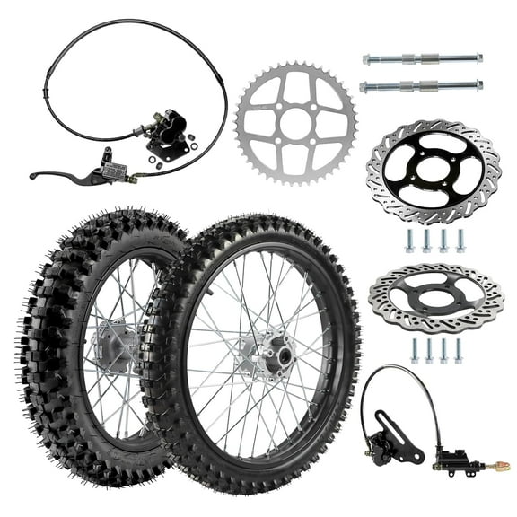 19" 16" Dirt Bike Wheels Combo Front 70/100-19 & Rear 90/100-16 Rear Tire on Rim & 15mm Bearing and 45T Sprocket & Hydraulic Brake Assembly for Taotao Apollo SSR Motorcycle Motocross Pit Bike