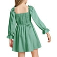 thumbnail image 4 of EnJoCho Girls Chiffon Rufle Min𝗂 Dress Square Neck 𝖫antern Sleeve Smoc𝗄ed Waist Tulle Summer Play-time Par𝗍y Outfit, 4 of 4
