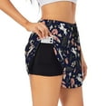 thumbnail image 2 of Disketp Retro Rabbit Flower Print Women's Shorts Workout Shorts for Athletic Gym Running Shorts with Phone Pockets, 2 of 8