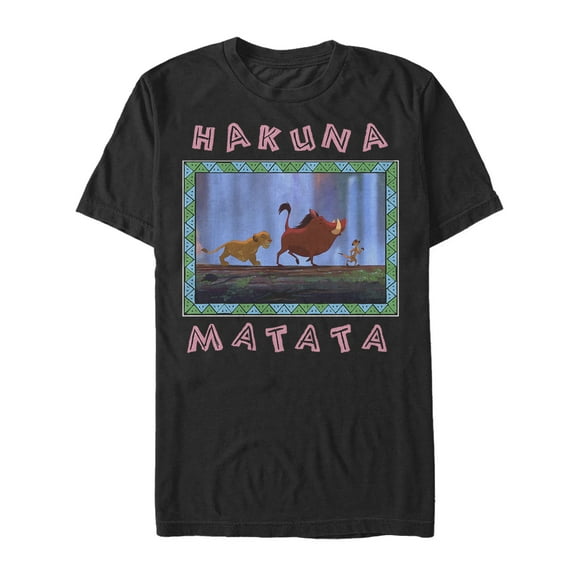 Men's Lion King Waterfall Hakuna Matata  Graphic Tee Black Large