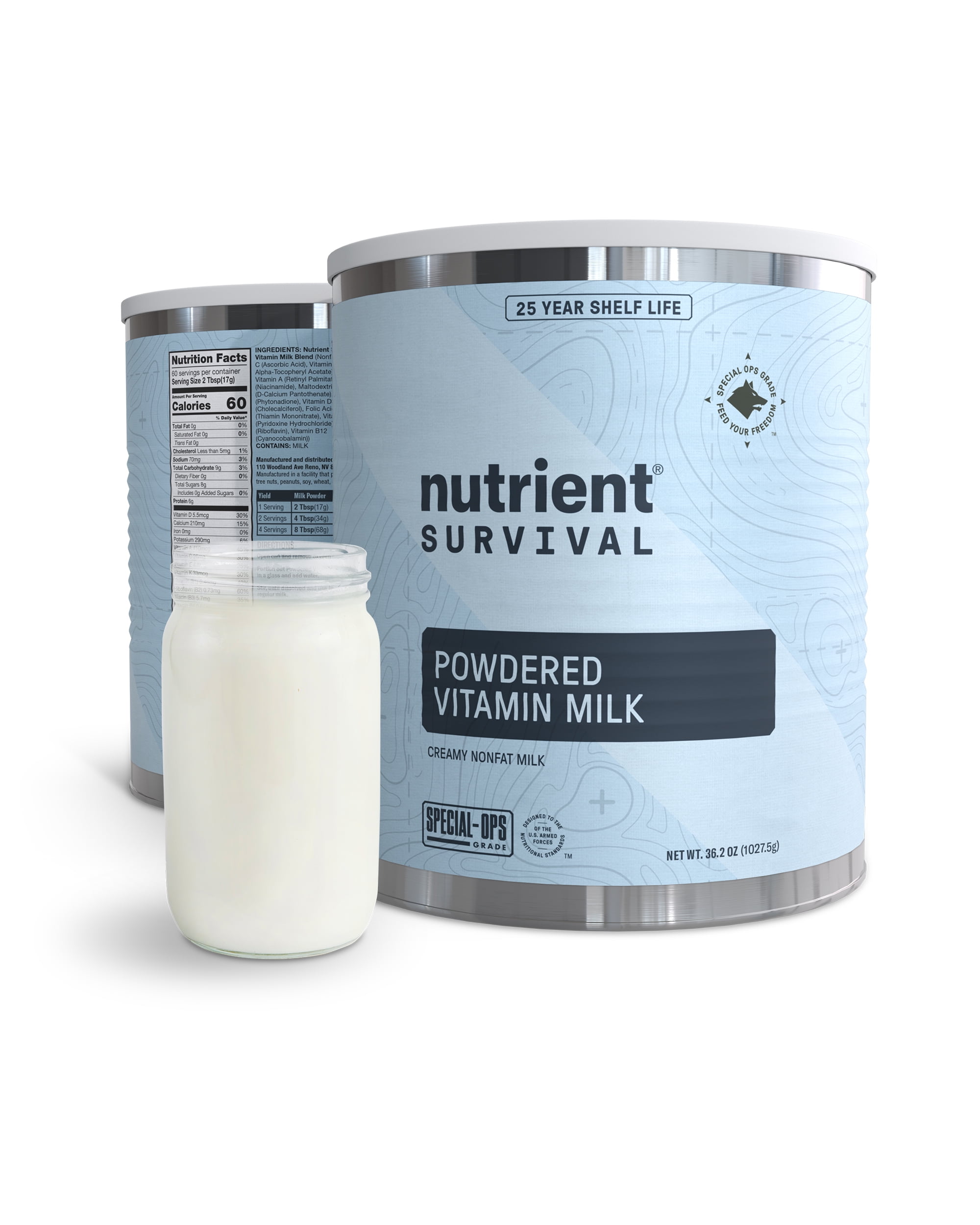 Nutrient Survival Vitamin Powdered Milk, Freeze Dried Prepper Supplies & Emergency Food Supply