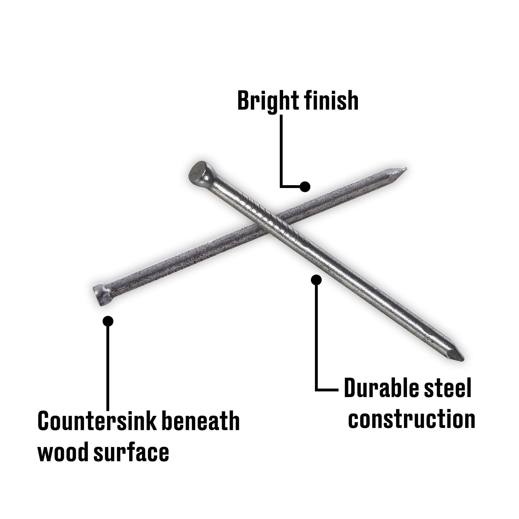 (4 pack) Fas-n-tite Finishing Nails, 4D x 1-1/2", Steel, Polished, Gray, Interior Nails, 2.0 oz pack