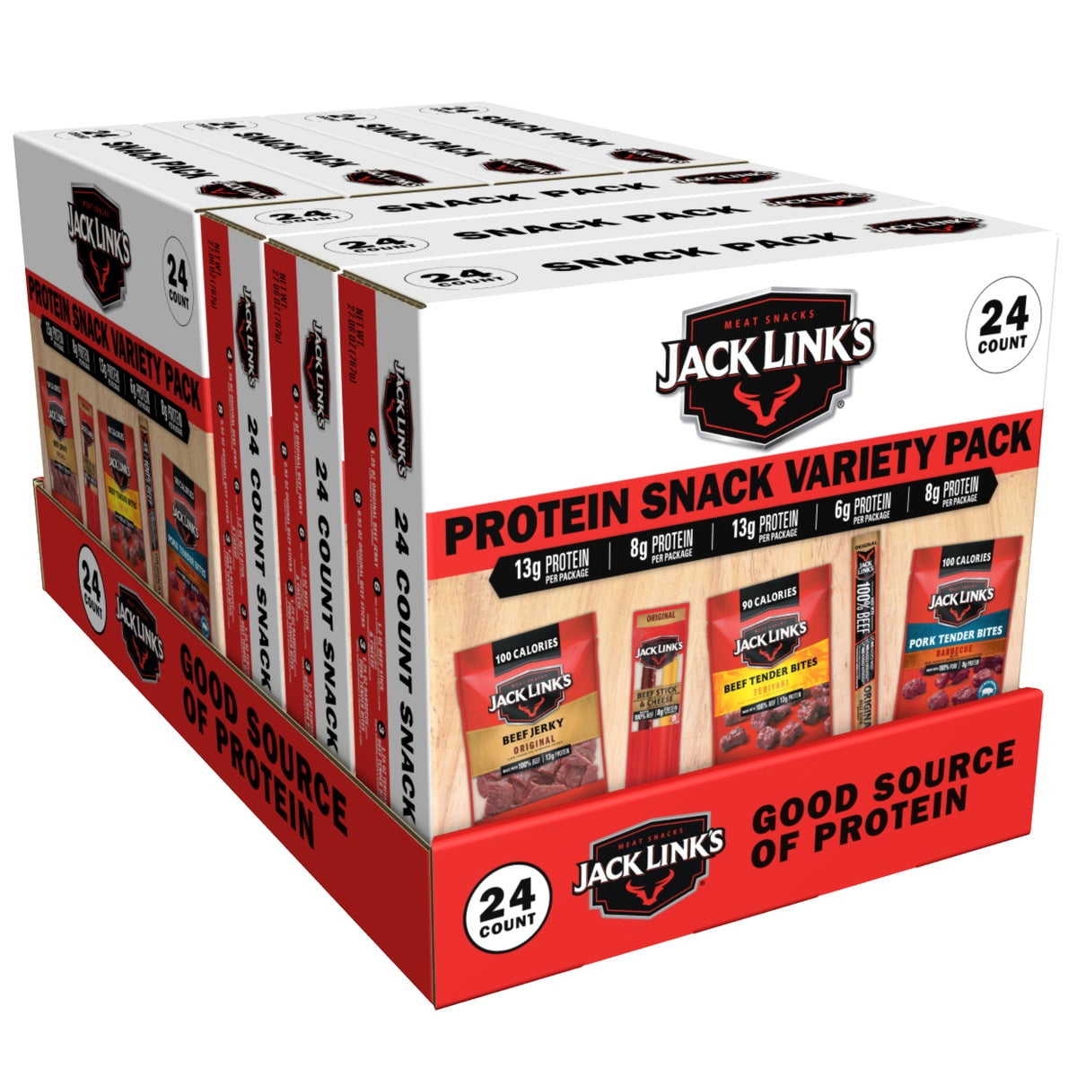 Jack Link's Protein Snack Box, Variety Pack, Count 24