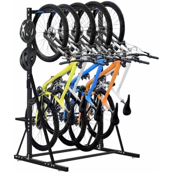 Freestanding Bike Rack - Heavy Duty 5-Bike Vertical Stand, Width: 53 Inches,350lb Capacity Garage Storage Organizer,Black$$Tools & Hardware Other