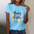thumbnail image 2 of Mujeres de Manga Corta Tops Casual Nuevo Cuello Redondo Pascua, Ligera Camiseta de Poliéster Spandex, 2 of 4
