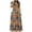Khaki, variant on Dvprdro Womens Boho Maxi Dress Summer Fashion Floral Printed Crew Neck Short Sleeve A Line Casual Loose Beach Sun Long Dress