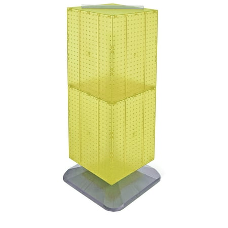

Azar Displays 701435-YEL Yellow Four-Sided Pegboard Tower Floor Display on Revolving Base. Spinner Rack Stand. Panel Size: 14 W x 40 H