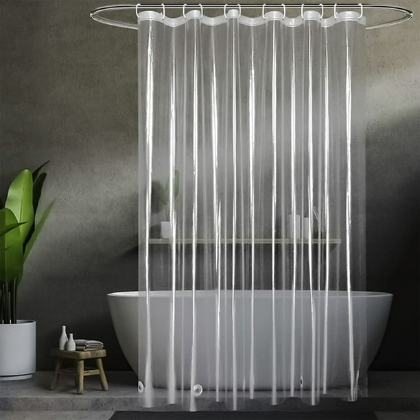 Cortina de ducha transparente e impermeable de 182 x 182 cm, de plástico, con imanes y 12 ganchos en forma de C para baño | Cortina de baño de PEVA resistente al moho para casa y apartamento.