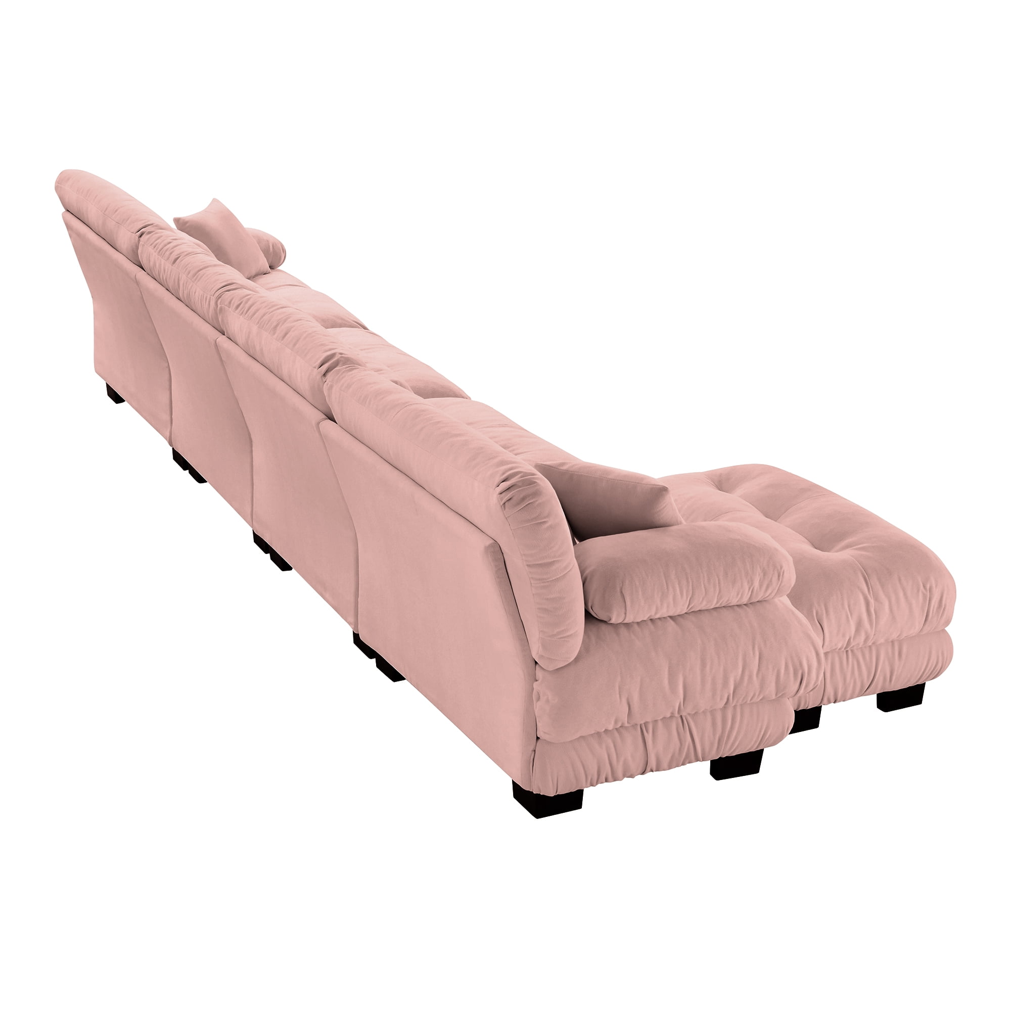 Gewnee Oversize Luxury Modular Pink Chenille Deep Seat 4-Seater Sectional Sofa Couch With 1 Convertible Ottoman,L Shaped Couch for Living Room