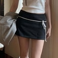 thumbnail image 2 of Women's Stretchy Flared Mini Skirt Basic Strap Splicing Skirt With Versatile Short Skirt Flared Casual Mini Skater Skirt, 2 of 9
