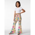 thumbnail image 3 of 5-6Y Girls Colored Flared Pants Digital Print Trousers Slim-Fit Wide Leg Flare for Spring Summer Autumn, 3 of 6