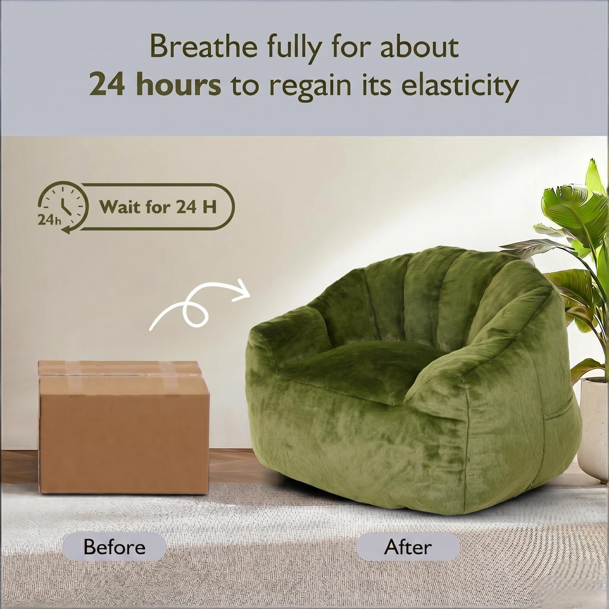 Howcool Bean Bag Chair for Adults, High-Density Foam Stuffed Armrest Lazy Sofa for Living Room Bedroom Reading