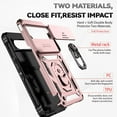 thumbnail image 2 of KOMI for Pixel 8 Pro Case, Google 8 Pro Case with Tempered Glass Screen Protector and Slide Camera Cover, Magnetic Ring Car Mount Holder Kickstand Protective Cases Cover for Google Pixel 8 Pro Gold, 2 of 5