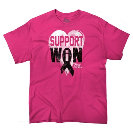 Breast Cancer Awareness Support Win Pray For A Cure Boobs Humor T-Shirt by Pray For A