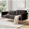 thumbnail image 2 of Leumius 70" Loveseat Sofa,Convertible Futon Sofa Bed Velvet Sleeper Sofa Bed with Throw Pillow & Gold Metal Legs,2-Seat Loveseat for Living Room,Bedroom,Office,Black, 2 of 8
