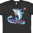 thumbnail image 4 of Inktastic Fourth of July Shark Surfing T-Shirt, 4 of 5