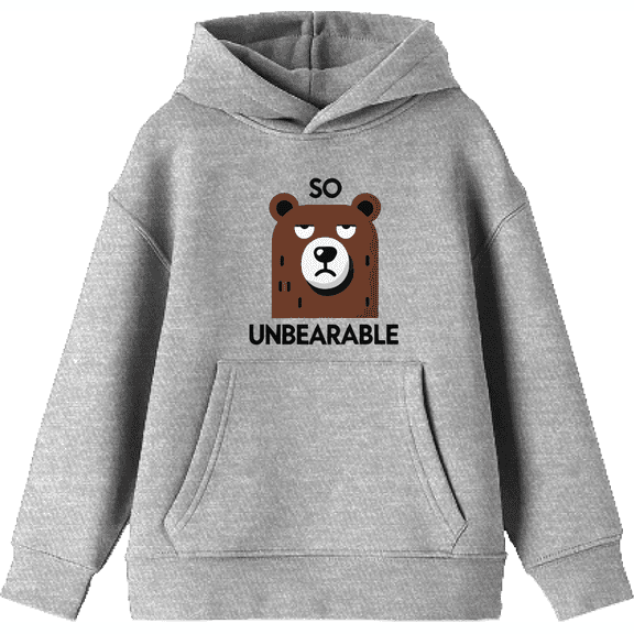 So Unbearable Youth Heather Gray Long Sleeve Hoodie-Medium