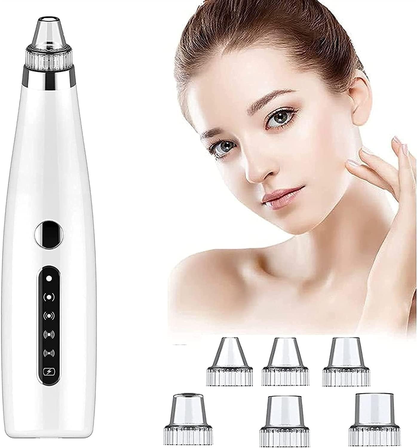 Beauty Device for Skin Blackhead Remover Vacuum Professional Pore Cleaner, Electric Acne Pimple Remover Facial Beauty, USB Charging and LED Display, Safety 5 Gears Adjustable Beauty (White)