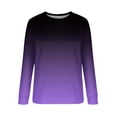 thumbnail image 4 of IROINNID Women's Long Sleeve Sweatshirt Round Neck Mid-Length Gradient Casual Tops Sweatshirt, Purple, 4 of 5