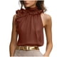 thumbnail image 1 of Moda Casual Collar de Pétalos sin Mangas para las Señoras, Camisa de Suéter de Cuello en V de Poliéster para el Verano Y el Uso Diario, 1 of 5