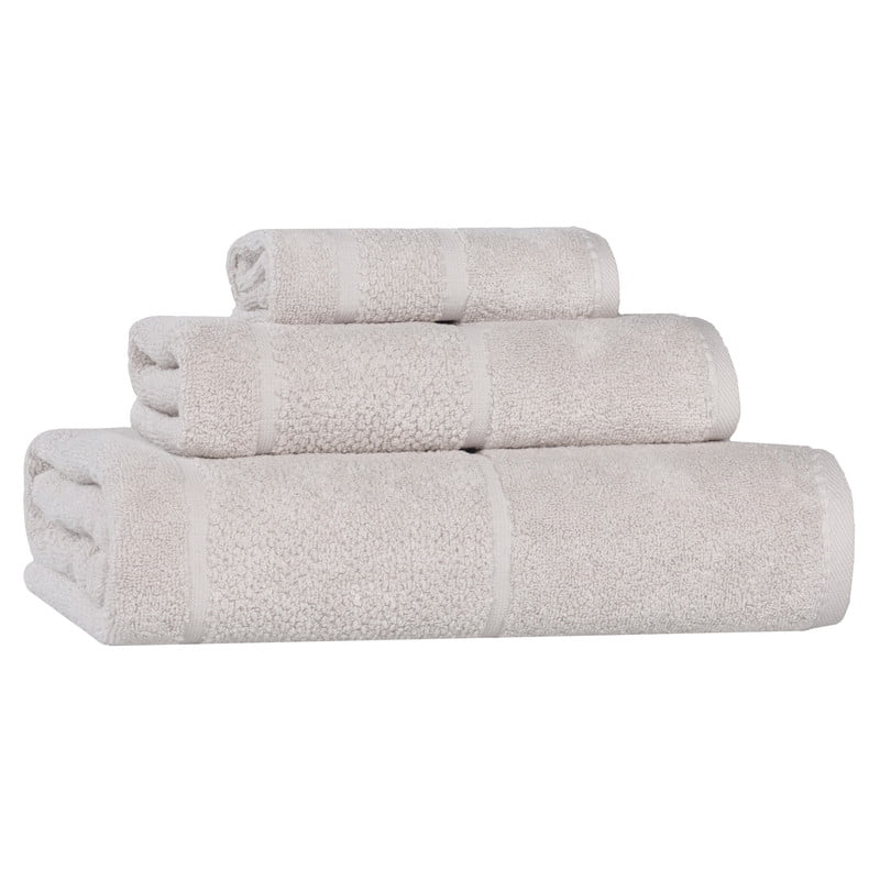 Superior Mile Smart Twist Cotton Medium Weight 3 Piece Towel Set, Ultra Absorbant Towels, Silver