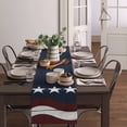 thumbnail image 4 of Table Runner Dresser Scarves 120 Inch Long, Memorial Day White Star and Wavy Stripe Linen Dining Table Runners American Flag on Wood Grain Tabletop Scarf for Wedding Holiday Party Kitchen, 4 of 9