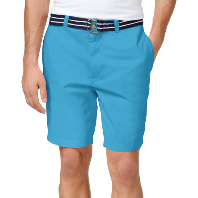 Club Room Mens Flat Front con cinturón Casual Chino Shorts, Azul, 38 Club Room chino