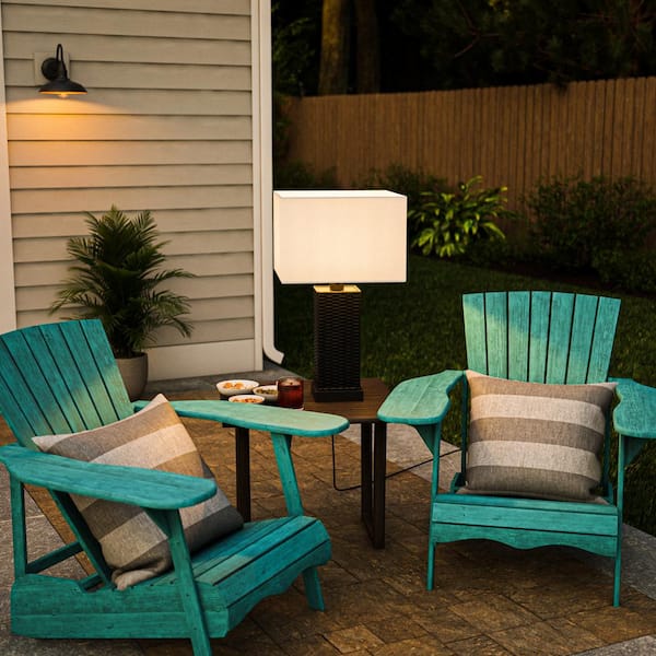 Ceybo Square Black Outdoor/Indoor Square Table Lamp 27.5 in