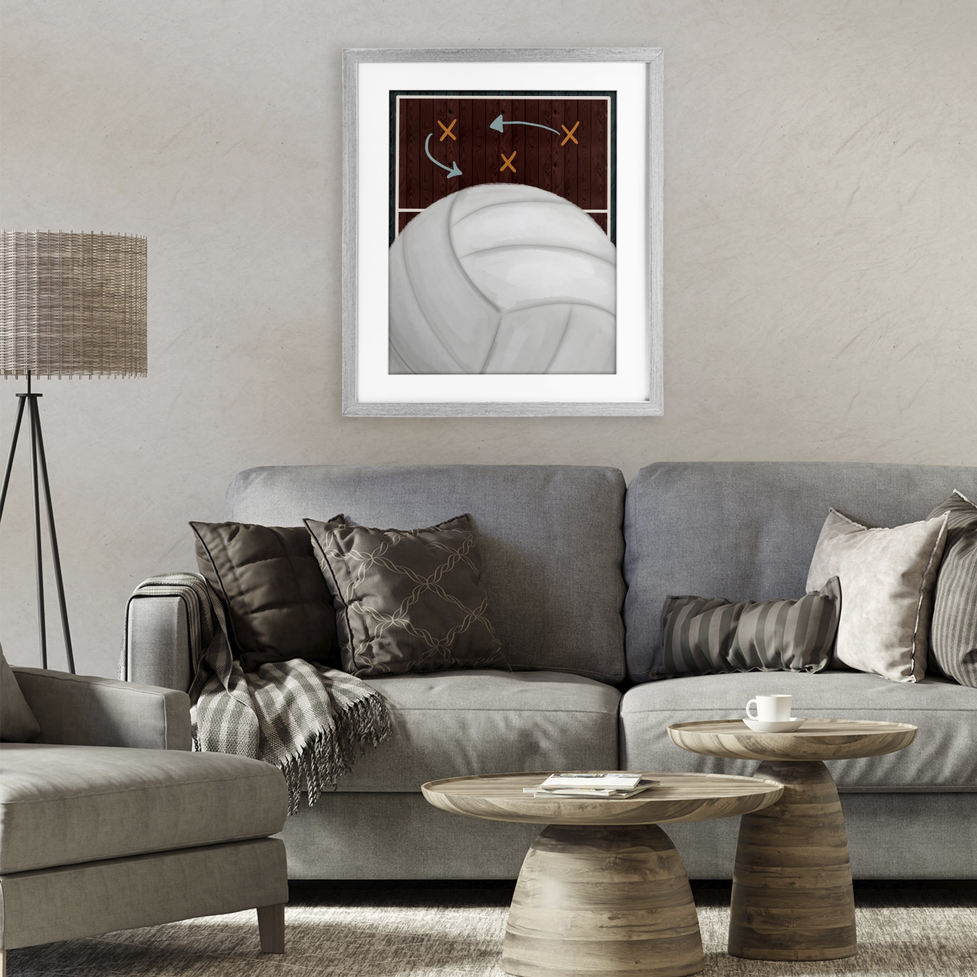 Stupell Industries Volleyball Court Tactics Gray Framed Print Under Glass, design by Jennifer Stith