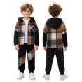 thumbnail image 3 of Leey-World Toddler Boys Clothes 2T 3T 4T 5T 6T 7T Boys Plaid Hoodie Button Top & Sweatpants Set 2Pcs Fall Winter Outfits for Toddler Little Kids, 3 of 9