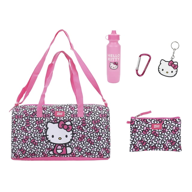 Juego de bolsas de lona Bioworld Hello Kitty Bows con estampado integral de 5 piezas