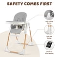 thumbnail image 5 of AILEEKISS Foldable High Chair for Baby, Toddler Eating Chair with Detachable Double Trays, Natural Grey, 5 of 11