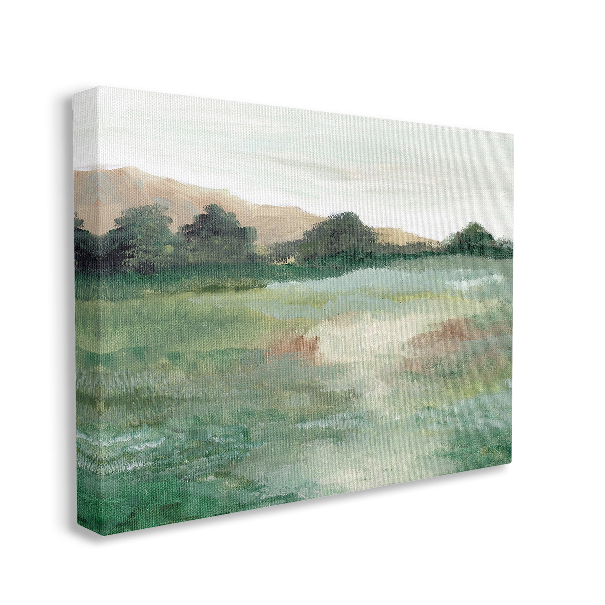Stupell Industries Brushed Mountain Valley Landscape Painting Gallery Wrapped Canvas Art Print Wall Art, 20 x 16