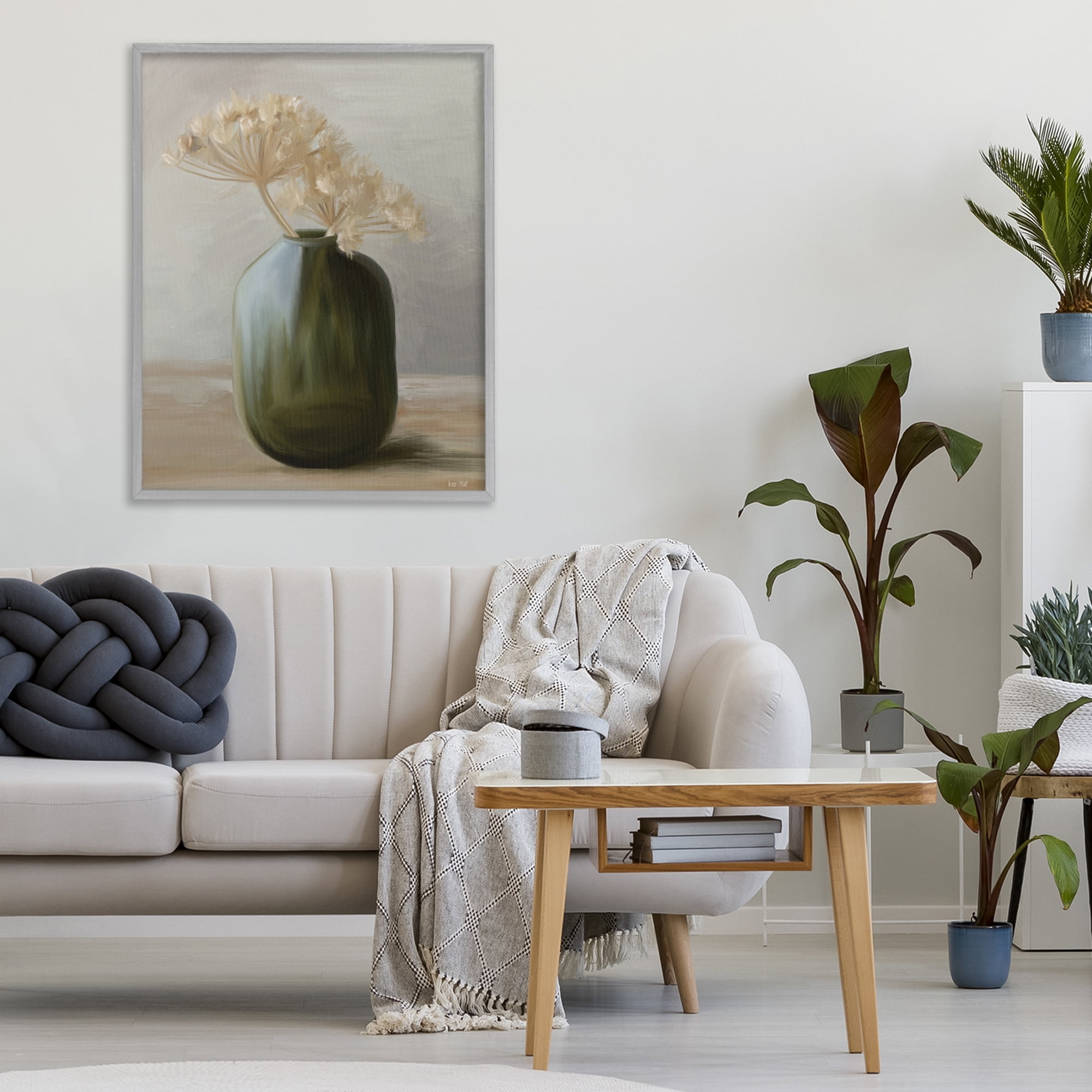 Stupell Industries Dried Blooms in Green Vase Gray Framed Giclee Art, design by House Fenway