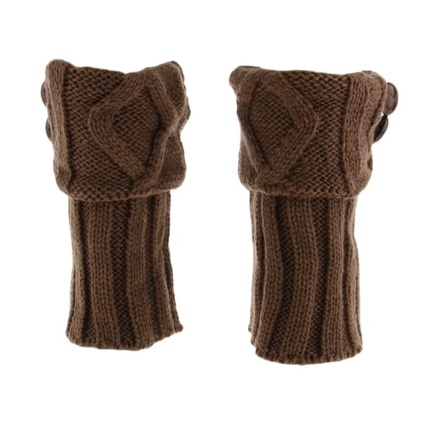 Calcetines calentadores de piernas con ribete de crochet para mujer café