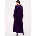 thumbnail image 4 of Women'S Velvet Maxi Dress Casual Solid Color High Waist Long Sleeve Fall Winter Flowy Gown L, 4 of 7