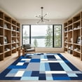 thumbnail image 2 of ODIKA 5x7 Machine Washable Non-Slip Area Rug, Geometric Navy Blue High Traffic Rug, Blue, 1051229, 2 of 7