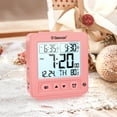 thumbnail image 4 of Geevon Smart Night Light Small Digital Alarm Clock with 2 Increasing Beep Alarm, Indoor Temperature, Battery Operated Travel Alarm Clock for Bedroom, Bedside, Desk(Pink), 4 of 9