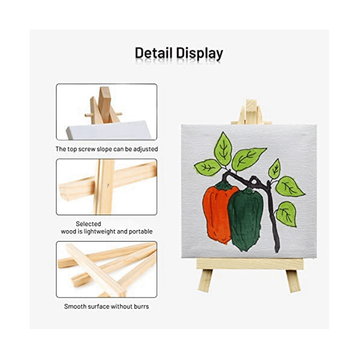 16 Pack 4 x Inch Stretched Mini Canvases Small Painting Canvas With Easel Art for