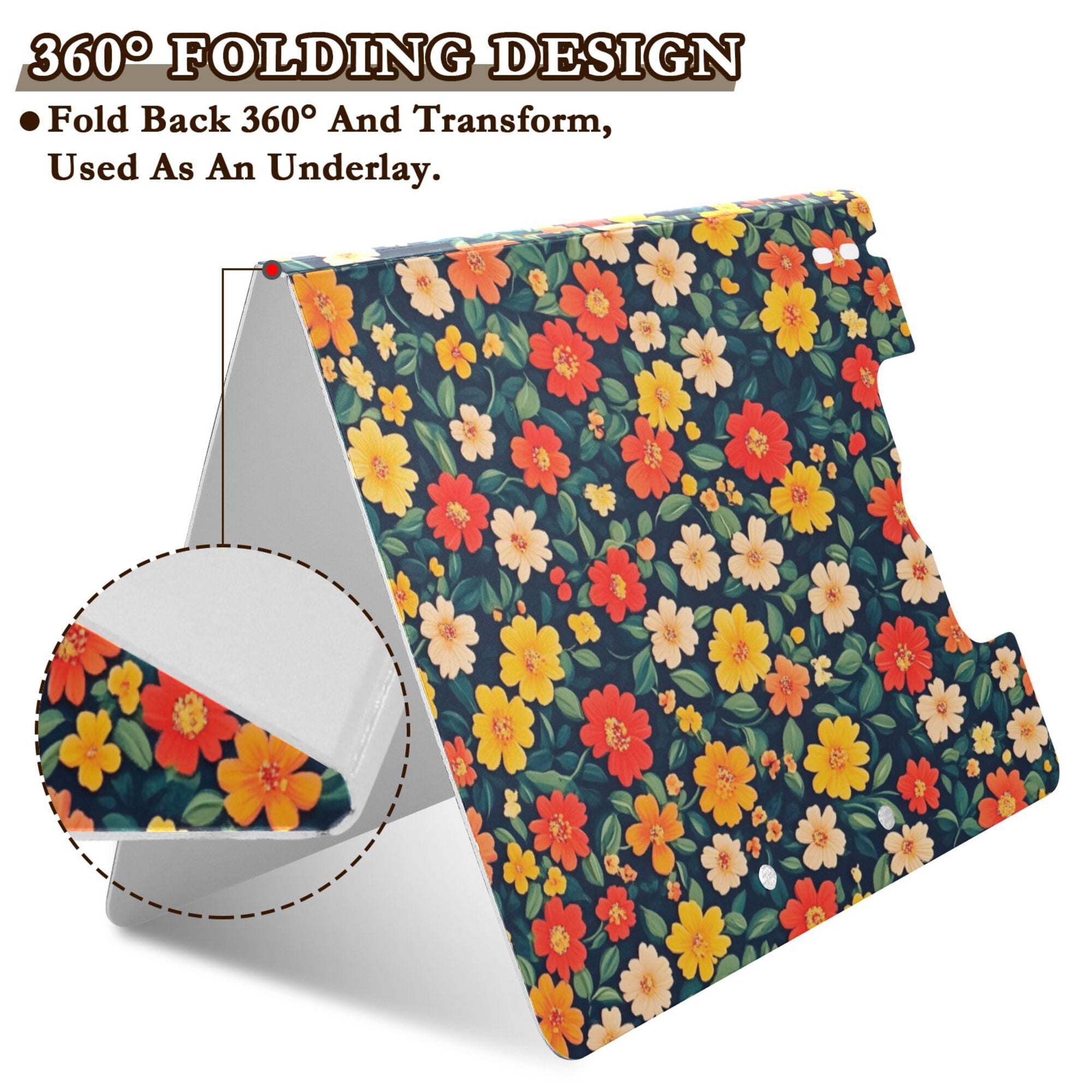 FORMRS A4 Clipboard Folder with Pen Holder Horizontal Foldable School Office Binder, Vibrant Flowers