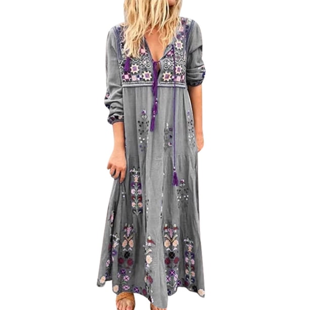 Mini vestido de manga larga con cuello en V y estampado informal de patchword para mujer a la moda Fridja NMB4264